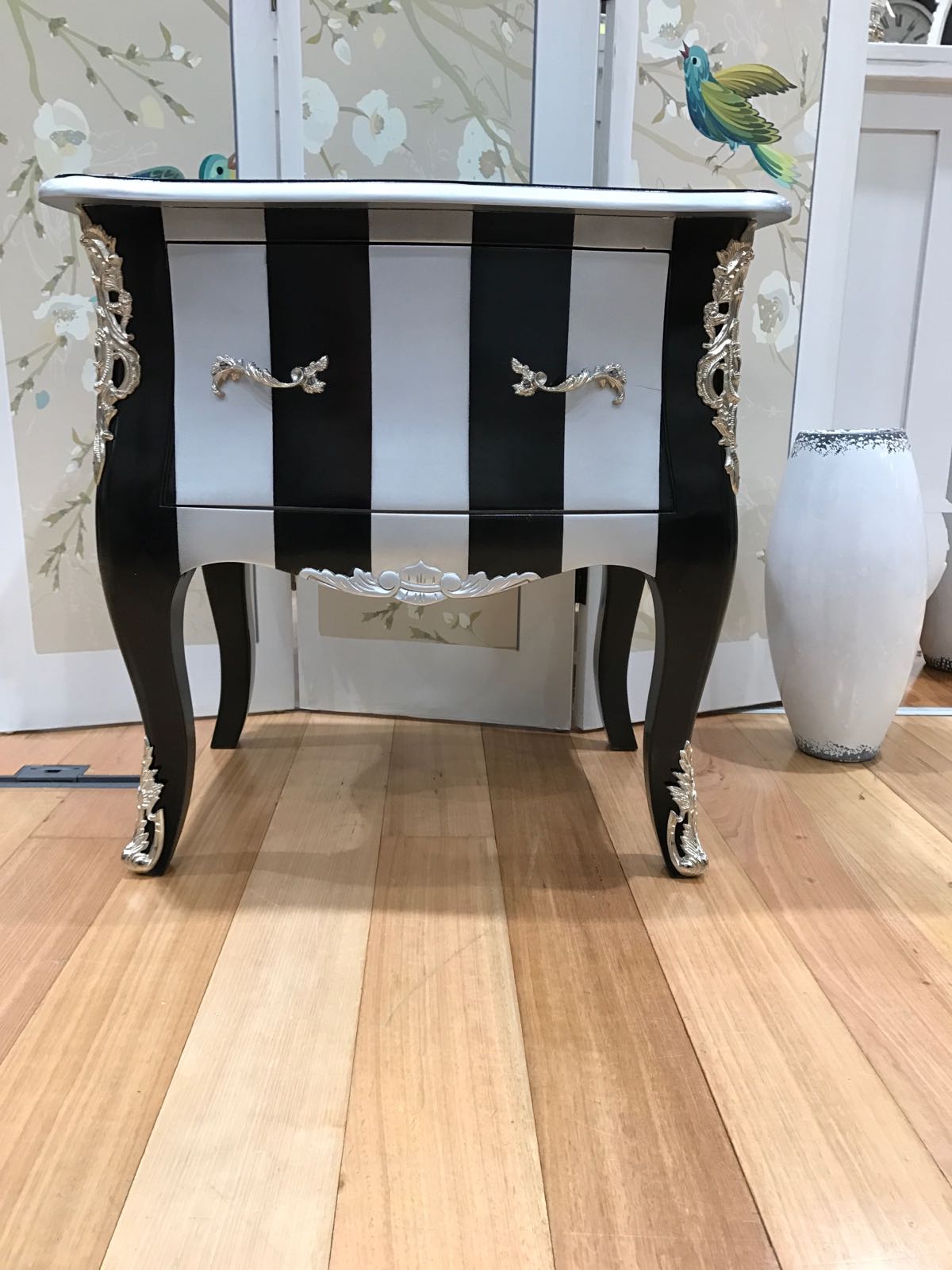 French Side Table with Metal Claddings